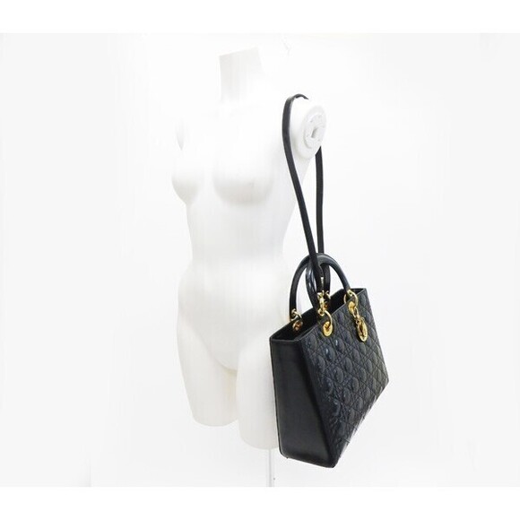 Christian Dior Lady Dior Cannage Leather Tote Bag Black - Picture 5 of 6